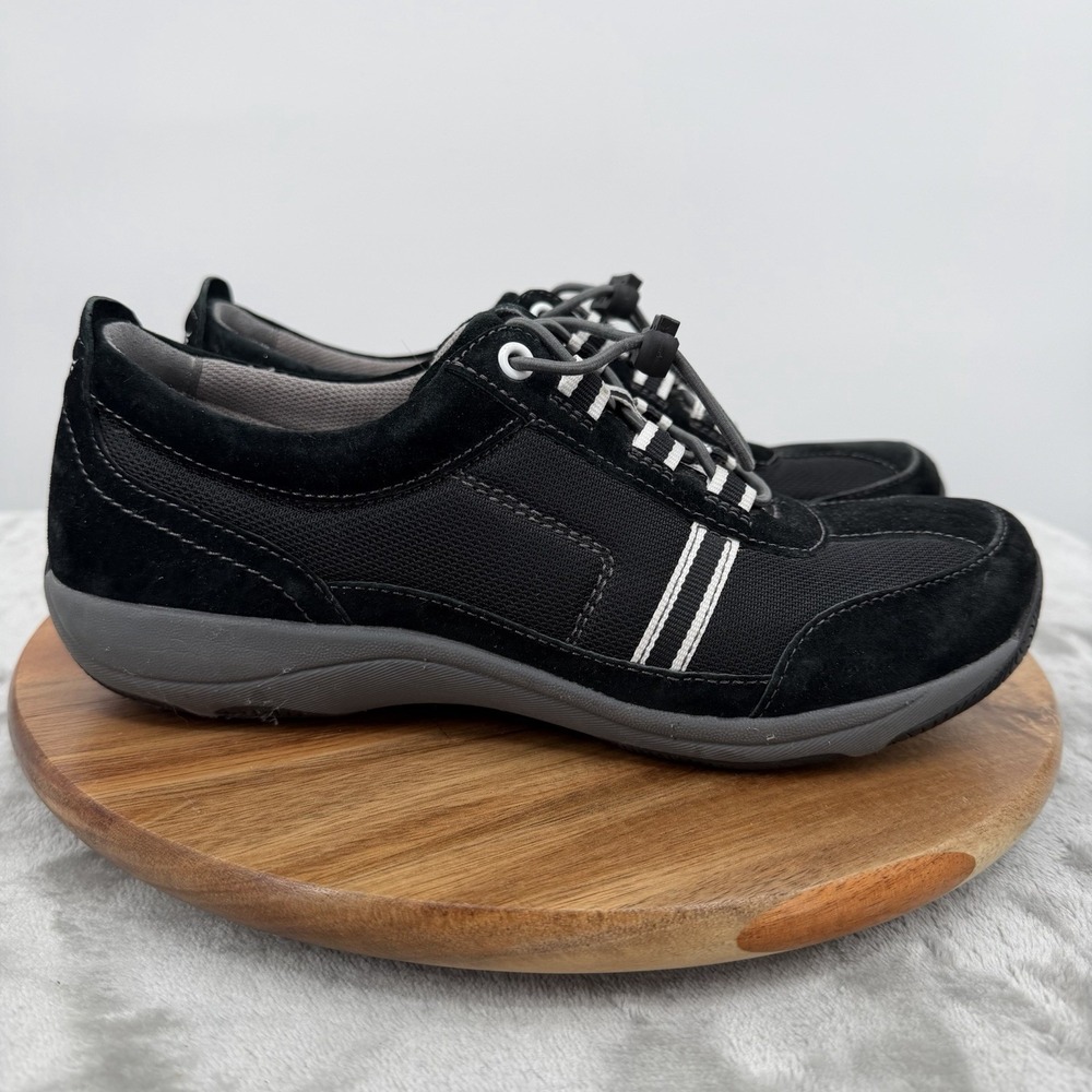 DANSKO Sneaker 37 EU HELEN Suede Leather US 7 Bungee Black Comfort Cushioned